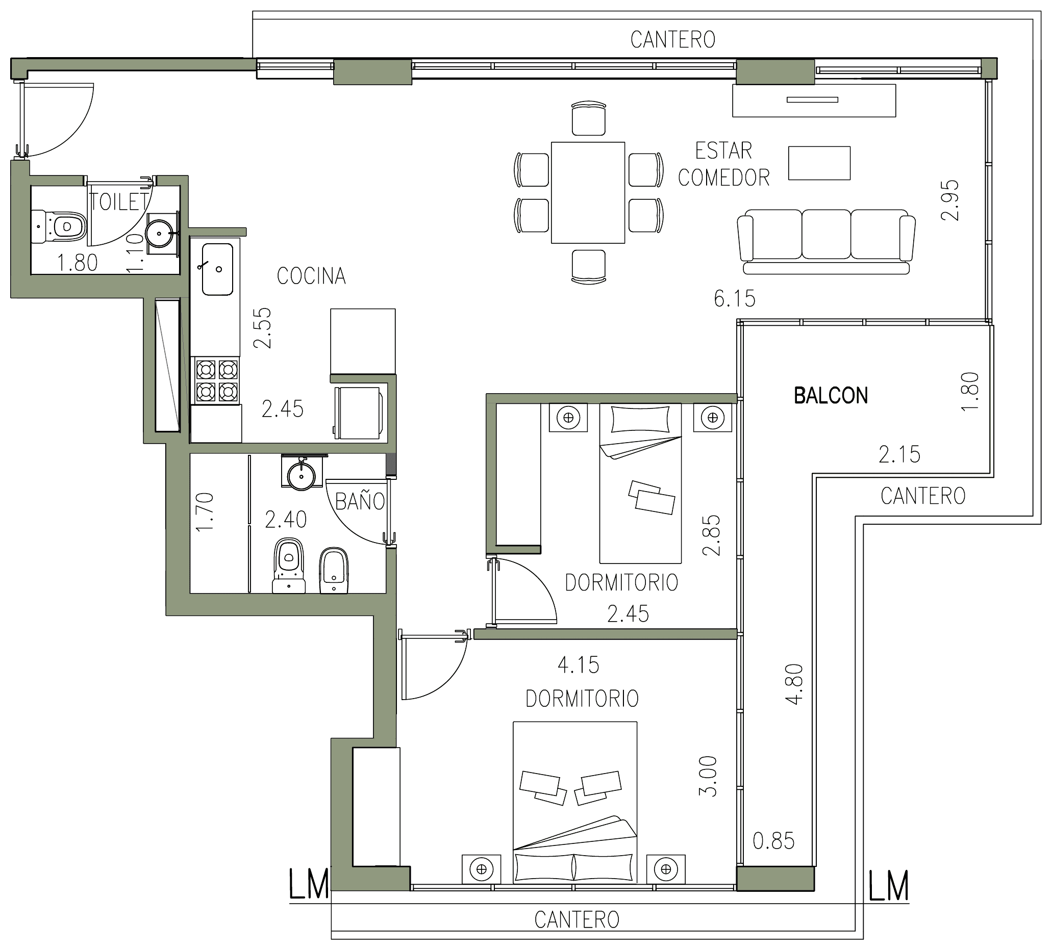 Plano del departamento 3° A