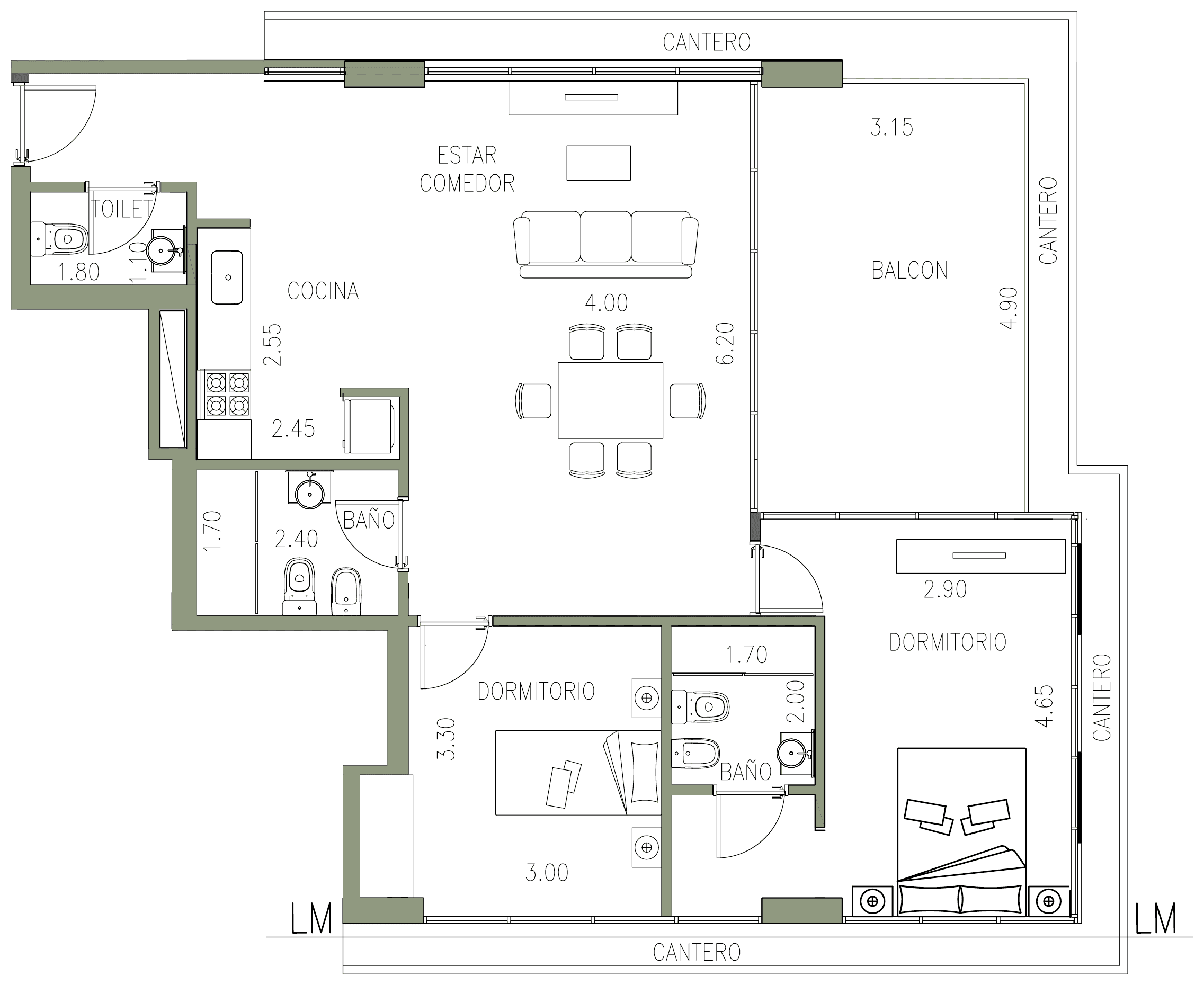 Plano del departamento 4° A