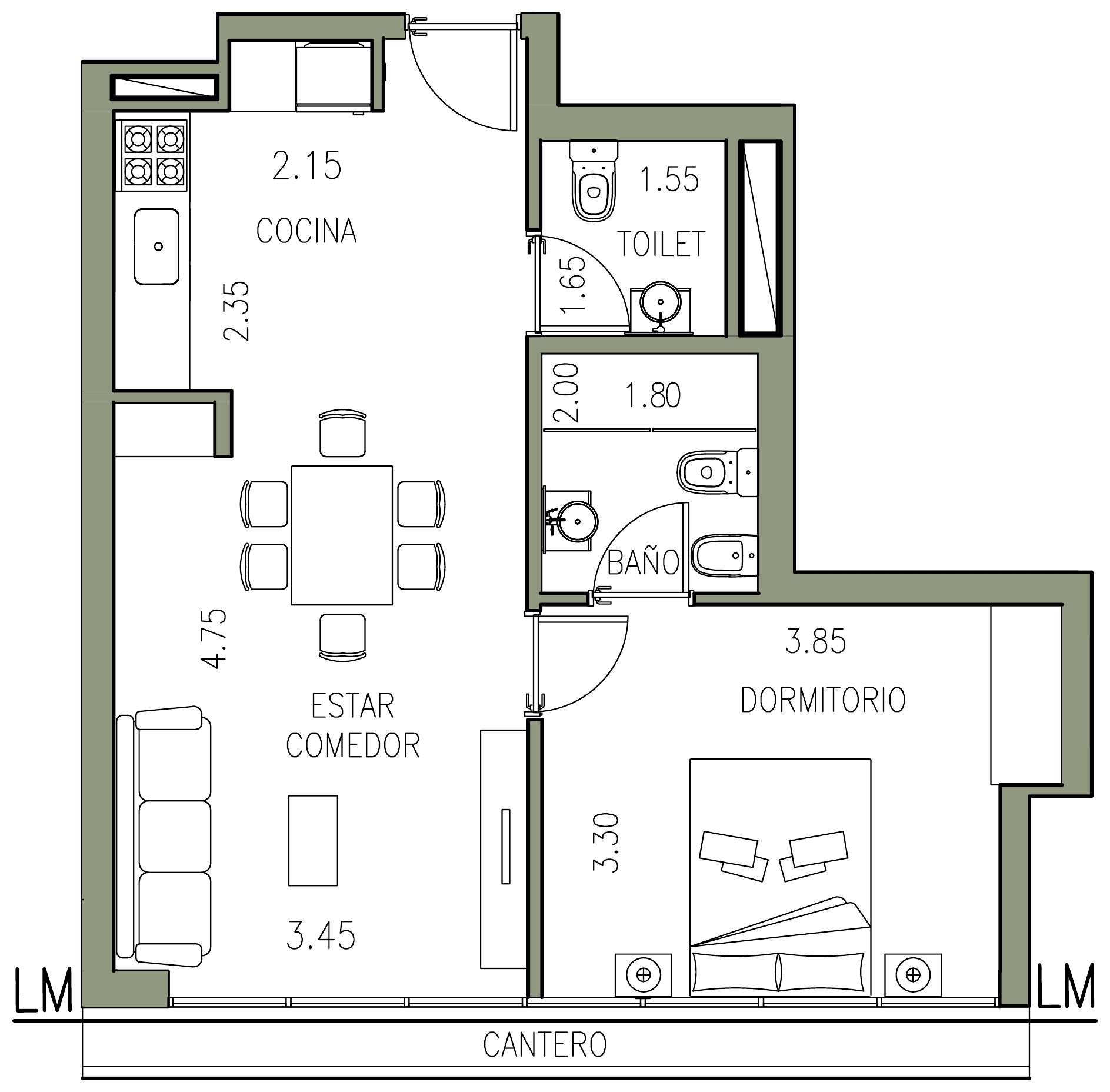 Plano del departamento 4° B