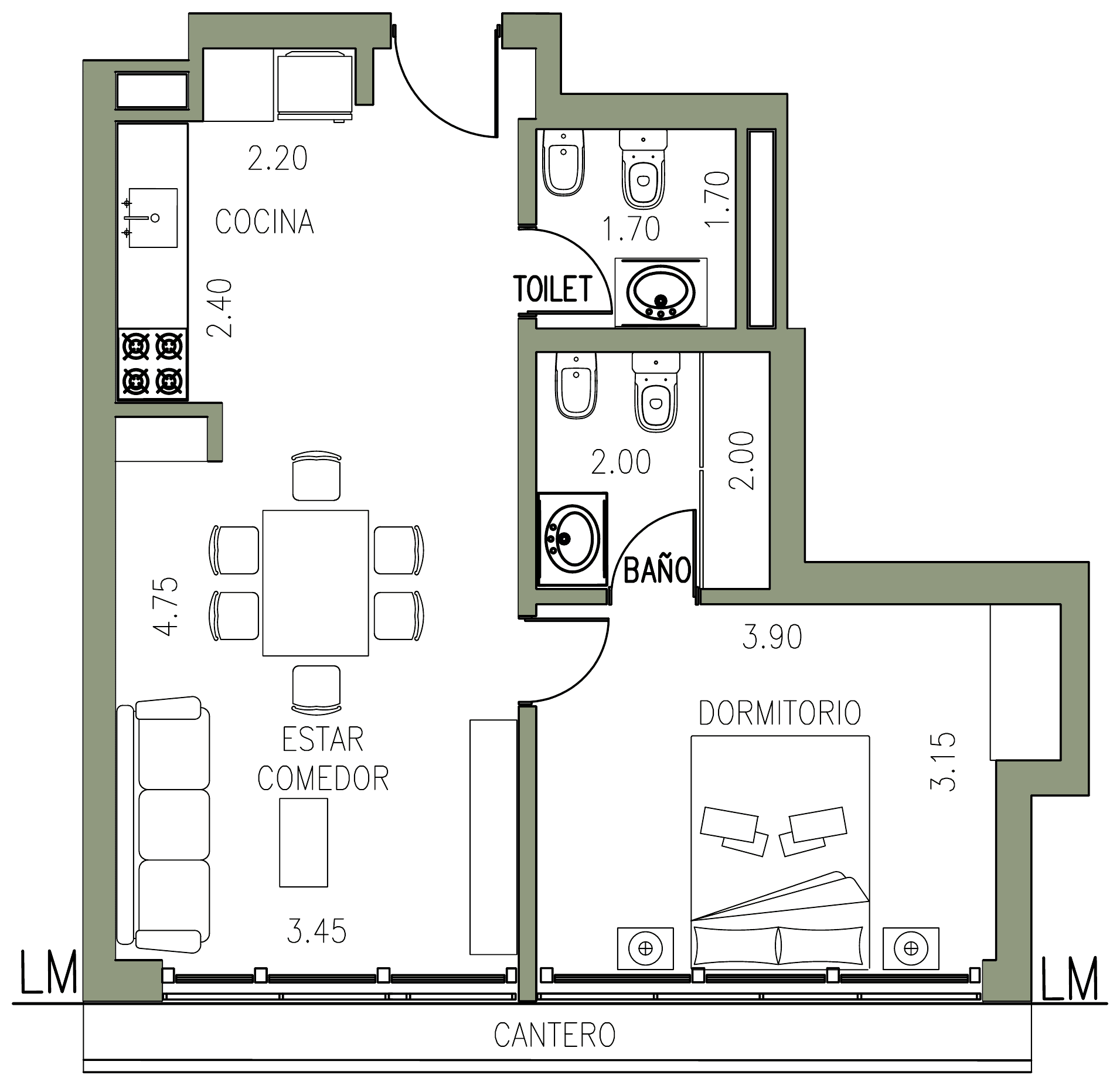 Plano del departamento 5° B